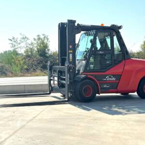 carrello elevatore frontale diesel - muletto rosso linde